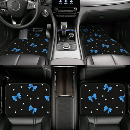 4pcs Bow Car Floor Mats, All-Weather Car Floor Mats. Daily Commute. All-Season Universal. Decorative And Beautiful Car Accessories, Universal For Sedan/SUV. Car Interior Protection Pads, Adding Protec