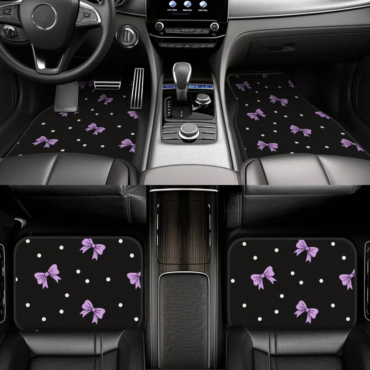 4pcs Bow Car Floor Mats, All-Weather Car Floor Mats. Daily Commute. All-Season Universal. Decorative And Beautiful Car Accessories, Universal For Sedan/SUV. Car Interior Protection Pads, Adding Protec