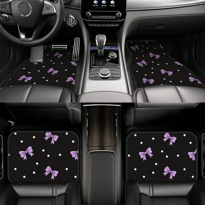 4pcs Bow Car Floor Mats, All-Weather Car Floor Mats. Daily Commute. All-Season Universal. Decorative And Beautiful Car Accessories, Universal For Sedan/SUV. Car Interior Protection Pads, Adding Protec