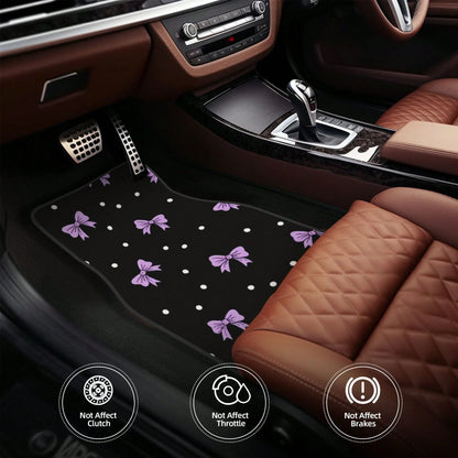 4pcs Bow Car Floor Mats, All-Weather Car Floor Mats. Daily Commute. All-Season Universal. Decorative And Beautiful Car Accessories, Universal For Sedan/SUV. Car Interior Protection Pads, Adding Protec