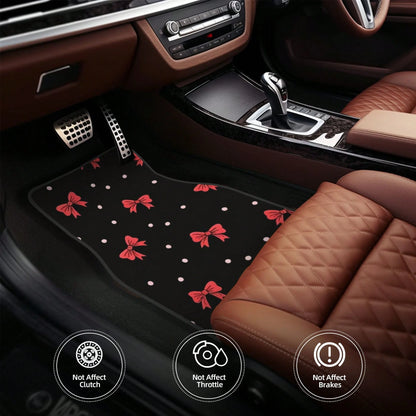 4pcs Bow Car Floor Mats, All-Weather Car Floor Mats. Daily Commute. All-Season Universal. Decorative And Beautiful Car Accessories, Universal For Sedan/SUV. Car Interior Protection Pads, Adding Protec
