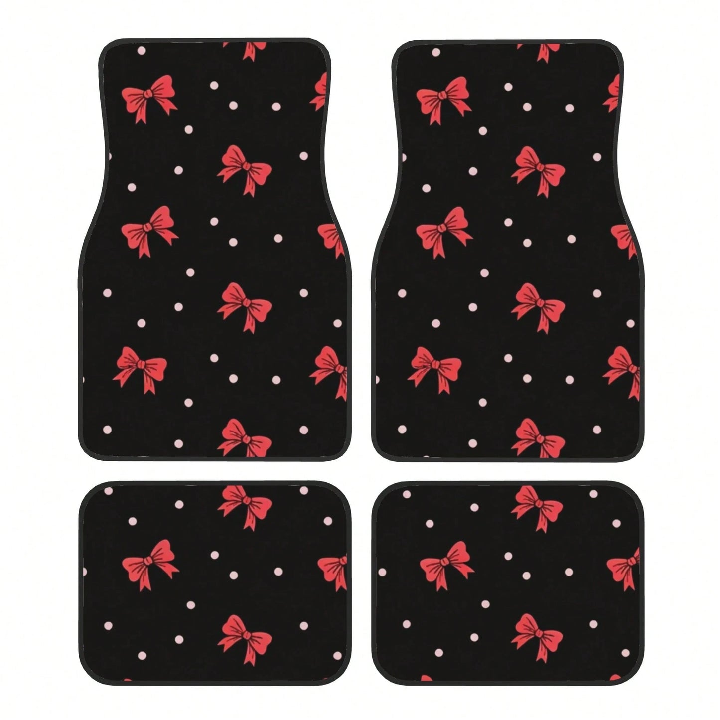 4pcs Bow Car Floor Mats, All-Weather Car Floor Mats. Daily Commute. All-Season Universal. Decorative And Beautiful Car Accessories, Universal For Sedan/SUV. Car Interior Protection Pads, Adding Protec