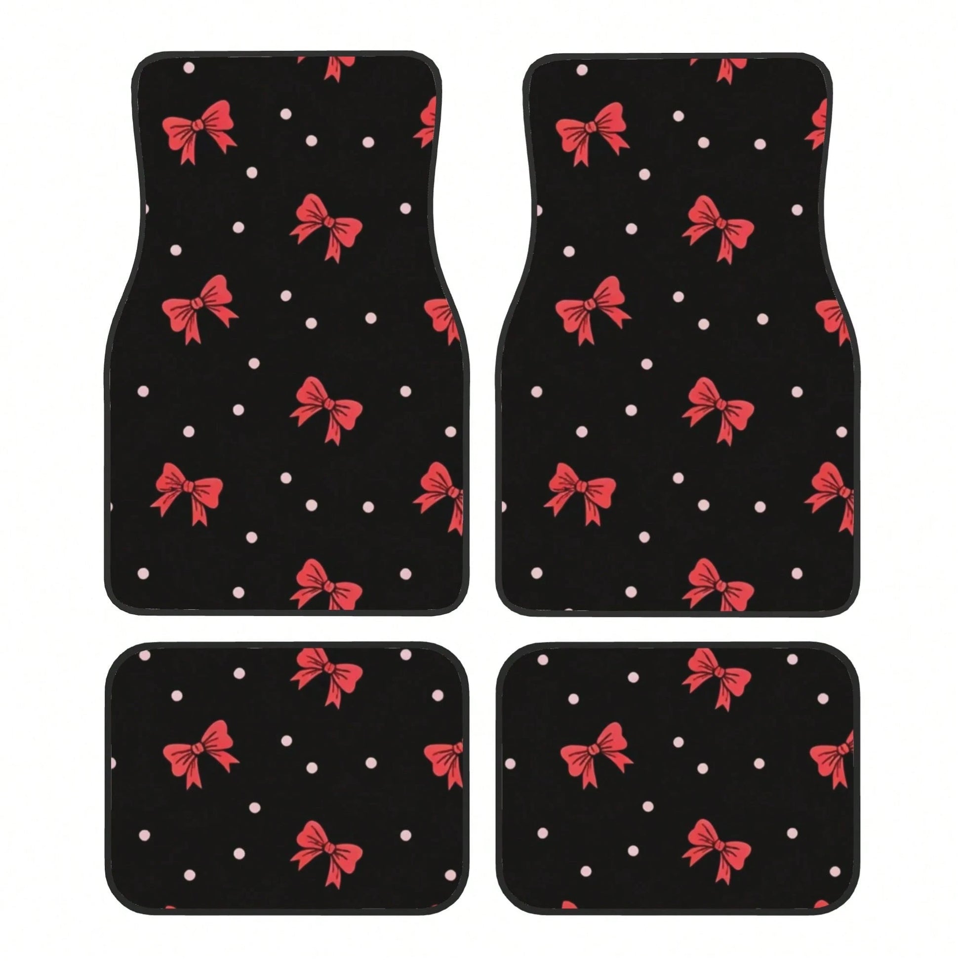 4pcs Bow Car Floor Mats, All-Weather Car Floor Mats. Daily Commute. All-Season Universal. Decorative And Beautiful Car Accessories, Universal For Sedan/SUV. Car Interior Protection Pads, Adding Protec