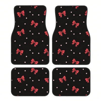 4pcs Bow Car Floor Mats, All-Weather Car Floor Mats. Daily Commute. All-Season Universal. Decorative And Beautiful Car Accessories, Universal For Sedan/SUV. Car Interior Protection Pads, Adding Protec
