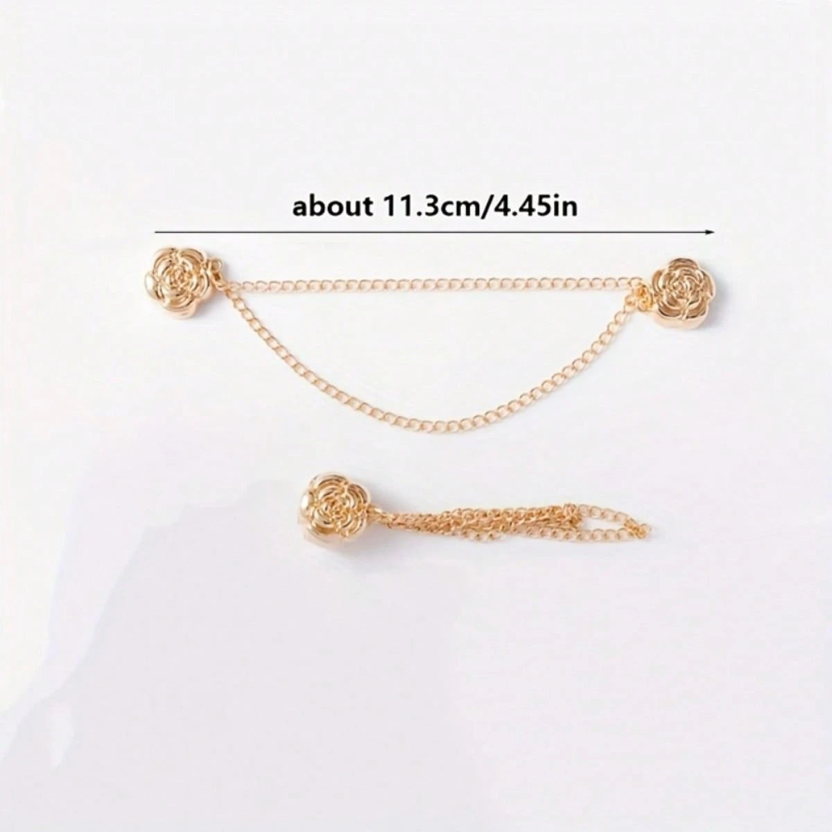 4pcs Camellia Flower T-Shirt Button Set, Includes Short Sleeve Adjustable Button, Hem Fixation Button, Shortening Clip, Garment Fixing Button, Decorative Button, Fashion Clip, Durable Clip, Metal Fast