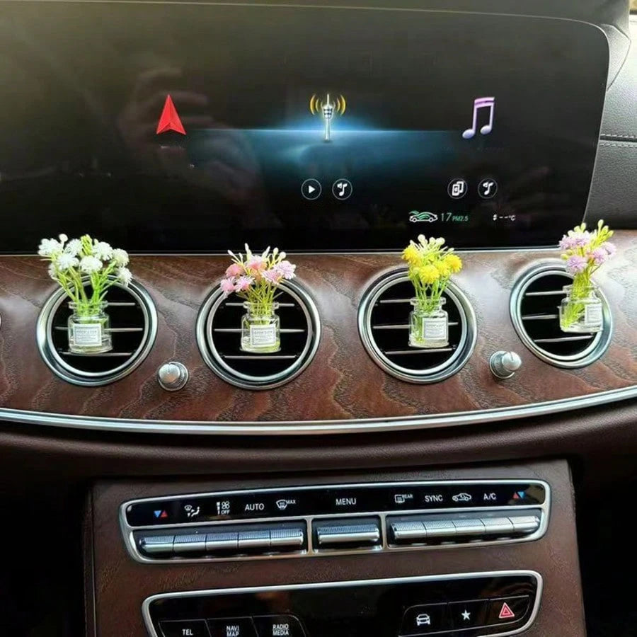4pcs Car Air Outlet Artificial Flower Air Conditioner Clip Aromatherapy Car Decoration Car Perfume Fragrance Light Car Supplies Female