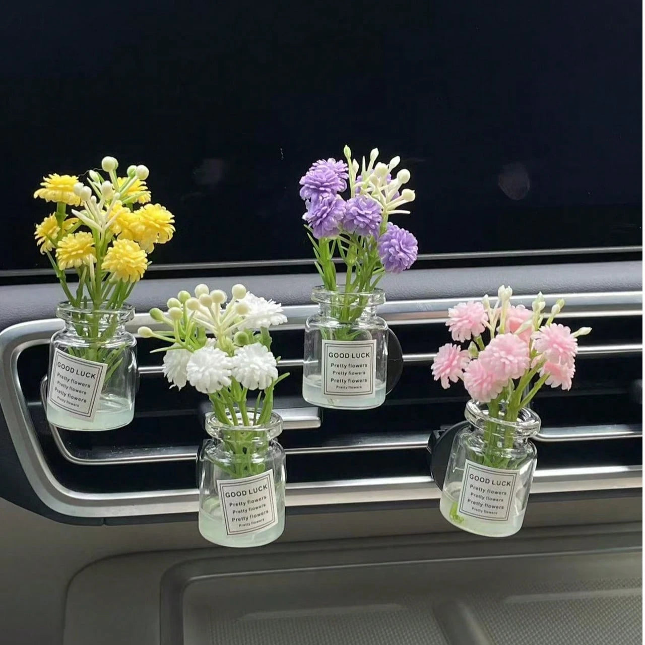4pcs Car Air Outlet Artificial Flower Air Conditioner Clip Aromatherapy Car Decoration Car Perfume Fragrance Light Car Supplies Female