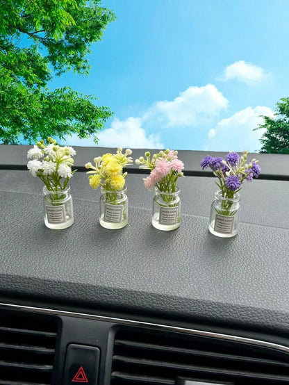 4pcs Car Air Outlet Artificial Flower Air Conditioner Clip Aromatherapy Car Decoration Car Perfume Fragrance Light Car Supplies Female