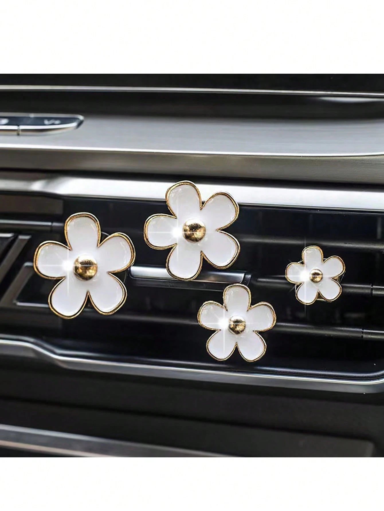 4pcs Car Air Vent Aromatherapy Clip Flower Decor, No Scent Source