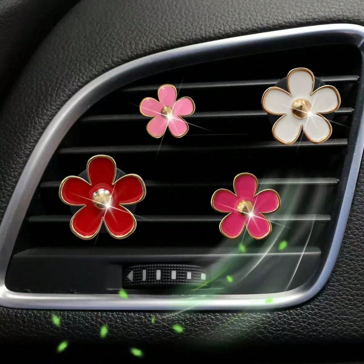 4pcs Car Air Vent Aromatherapy Clip Flower Decor, No Scent Source