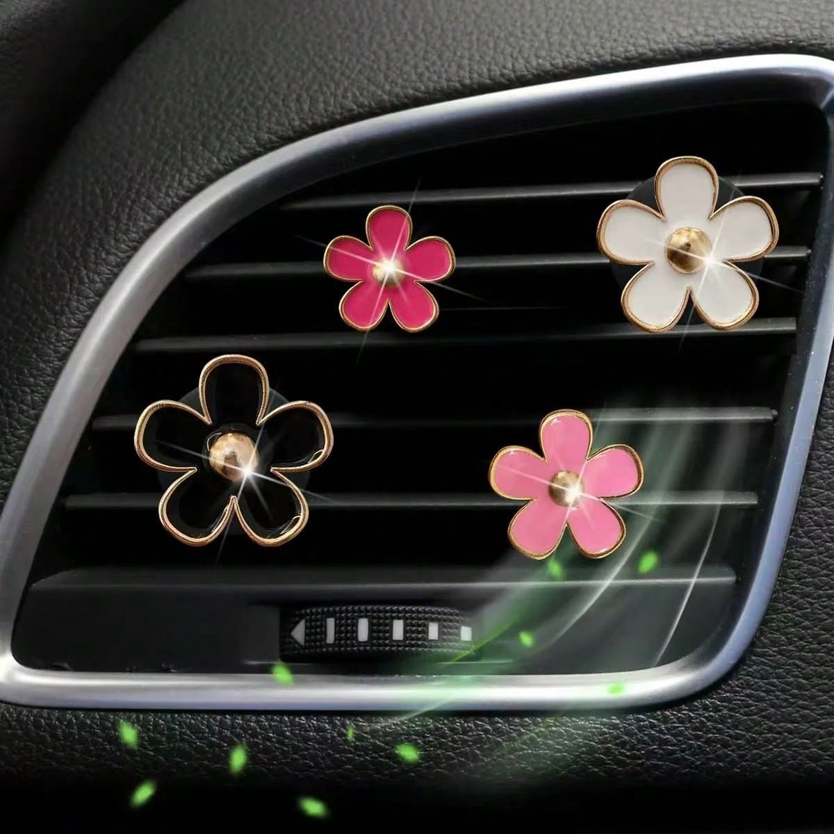 4pcs Car Air Vent Aromatherapy Clip Flower Decor, No Scent Source