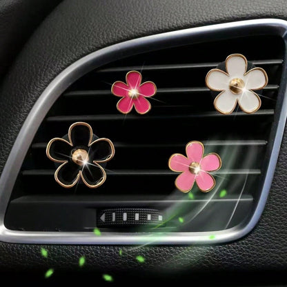 4pcs Car Air Vent Aromatherapy Clip Flower Decor, No Scent Source