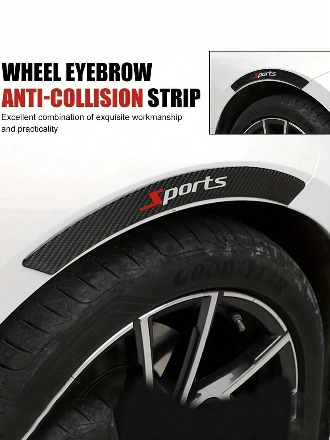 4pcs Car Carbon Fiber Wheel Arch Trim Body Anti-Collision Strip Drip Glue Wheel Arch Decorative Strip Thickened Anti-Scratch Anti-Scratch