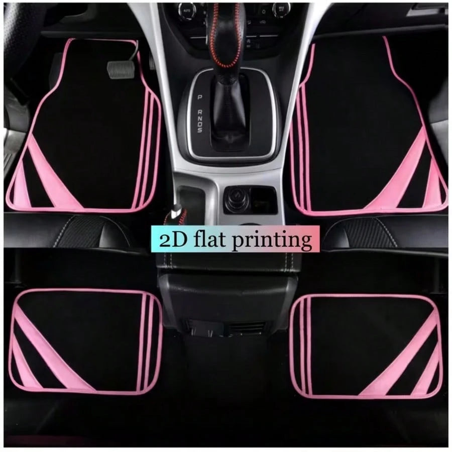 4pcs Car Floor Mats, Minimalist Design, Absorbent Anti-Slip, Washable, Fashionable Interior Protection, Suitable For Sedans, Hatchbacks And SUVs, All Season, Ideal For New Drivers, New Year Gift, 2D F