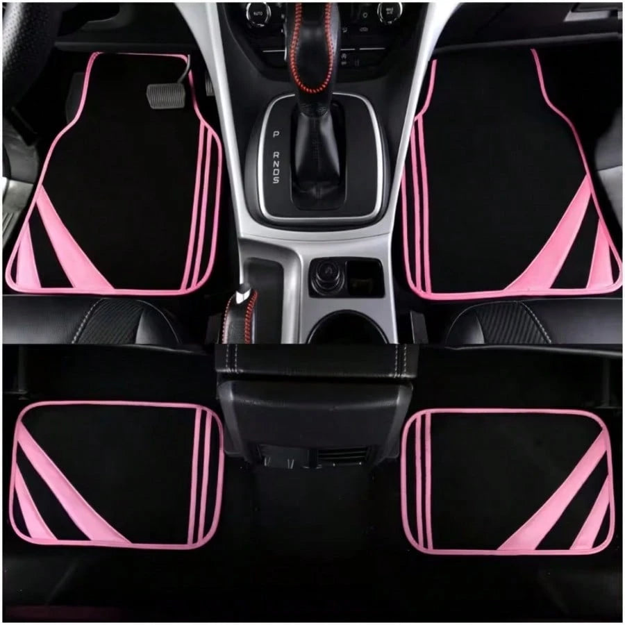 4pcs Car Floor Mats, Minimalist Design, Absorbent Anti-Slip, Washable, Fashionable Interior Protection, Suitable For Sedans, Hatchbacks And SUVs, All Season, Ideal For New Drivers, New Year Gift, 2D F