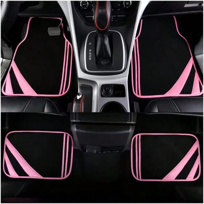 4pcs Car Floor Mats, Minimalist Design, Absorbent Anti-Slip, Washable, Fashionable Interior Protection, Suitable For Sedans, Hatchbacks And SUVs, All Season, Ideal For New Drivers, New Year Gift, 2D F