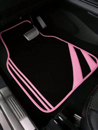 4pcs Car Floor Mats, Minimalist Design, Absorbent Anti-Slip, Washable, Fashionable Interior Protection, Suitable For Sedans, Hatchbacks And SUVs, All Season, Ideal For New Drivers, New Year Gift, 2D F