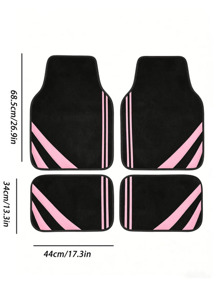 4pcs Car Floor Mats, Minimalist Design, Absorbent Anti-Slip, Washable, Fashionable Interior Protection, Suitable For Sedans, Hatchbacks And SUVs, All Season, Ideal For New Drivers, New Year Gift, 2D F