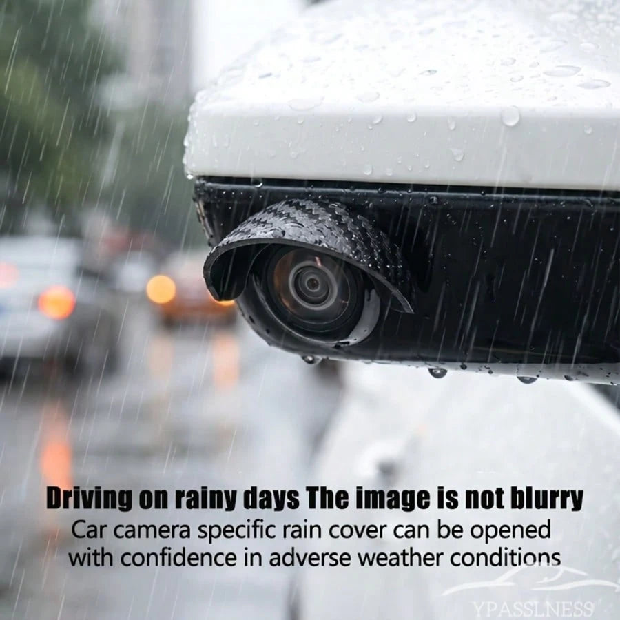 4pcs Car Reverse Camera Rain Cover, Self-Adhesive Waterproof Rearview Camera Sunshade, Carbon Fiber Texture Rain & Snow Proof Camera Lens Protector, Dustproof & Waterproof Car Parking Camera Sunshade