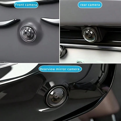 4pcs Car Reverse Camera Rain Cover, Self-Adhesive Waterproof Rearview Camera Sunshade, Carbon Fiber Texture Rain & Snow Proof Camera Lens Protector, Dustproof & Waterproof Car Parking Camera Sunshade