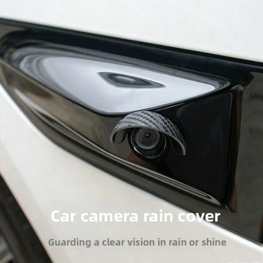 4pcs Car Reverse Camera Rain Cover, Self-Adhesive Waterproof Rearview Camera Sunshade, Carbon Fiber Texture Rain & Snow Proof Camera Lens Protector, Dustproof & Waterproof Car Parking Camera Sunshade