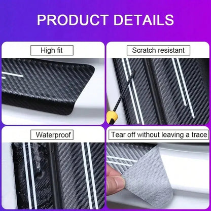 4pcs Carbon Fiber Heart-Shaped Door Sill Protectors- Anti-Scratch, Anti-Collision, Easy Installation, Anti-Slip, Elastic Installation, Protect Car Door Edges, Suitable For All Models, Durable Black C