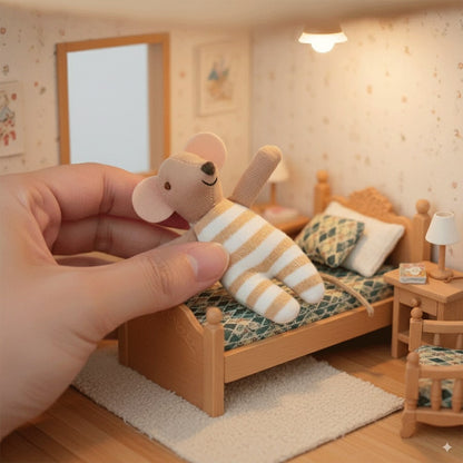 4pcs Danish Fairy Tale Style Fabric Mouse Dolls, Thumb Puppet Toys, Children's Plush Dolls, Pretend Play Dolls, Cute Mouse Plush Toys, Zodiac Gift, Birthday Gift, Decorative Animal Dolls, Christmas De