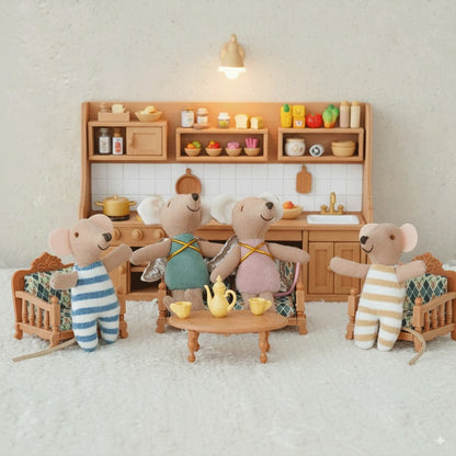 4pcs Danish Fairy Tale Style Fabric Mouse Dolls, Thumb Puppet Toys, Children's Plush Dolls, Pretend Play Dolls, Cute Mouse Plush Toys, Zodiac Gift, Birthday Gift, Decorative Animal Dolls, Christmas De