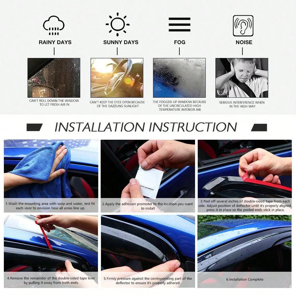4pcs IKON Motorsports Window Visors Fit For 2009-2013 Toyotas' Corolla Acrylic Tape-On Rain Guards Valentine Gift