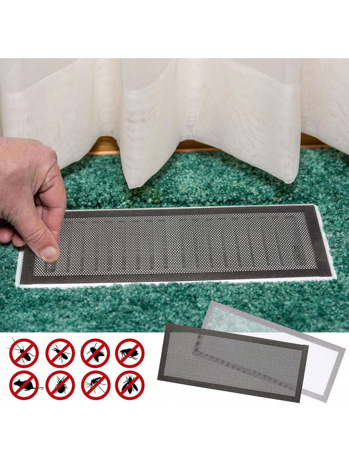 4pcs Magnetic Floor Vent Covers, Multi-Size Durable Air Vent Grille Baffles For Wall, Ceiling, Floor, Catch Debris, Hair, Dust, Toys, Easy Installation, Black, White