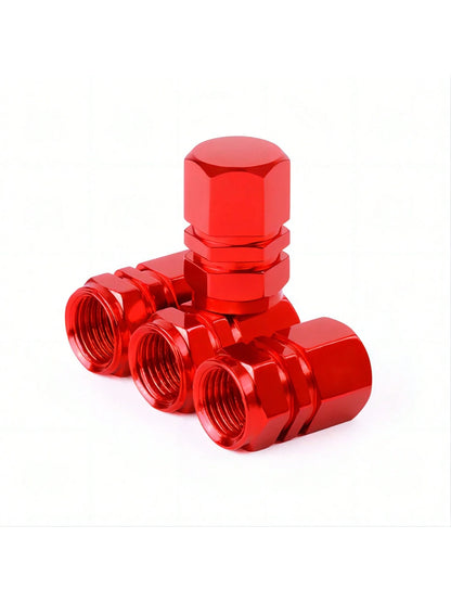 4pcs Metallic Tire Valve Caps Suitable For Car, Bicycle & Motorcycle