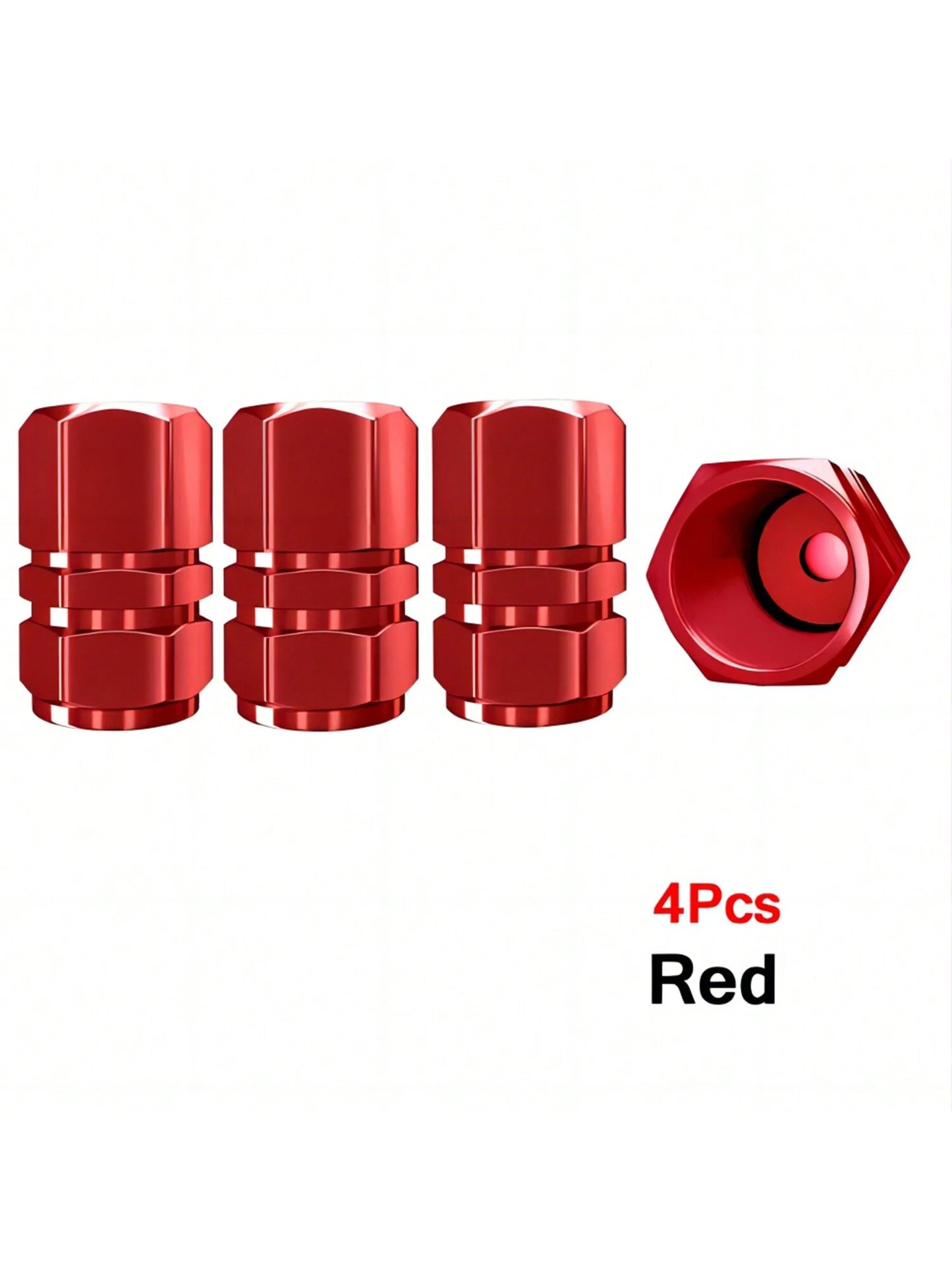 4pcs Metallic Tire Valve Caps Suitable For Car, Bicycle & Motorcycle