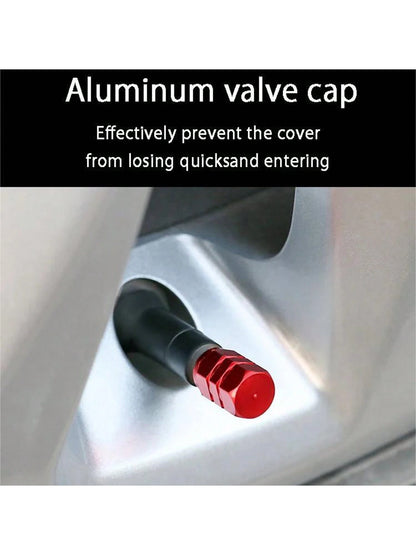 4pcs Metallic Tire Valve Caps Suitable For Car, Bicycle & Motorcycle