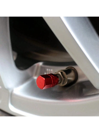 4pcs Metallic Tire Valve Caps Suitable For Car, Bicycle & Motorcycle