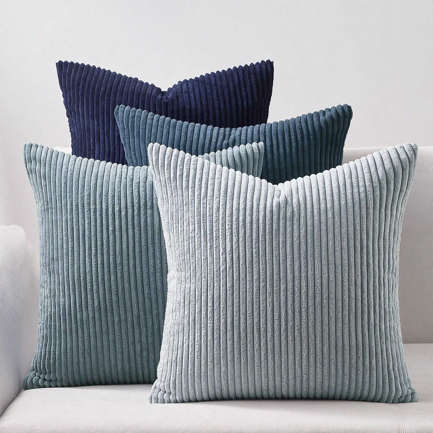 4pcs Neutral Decorative Pillow Covers, Soft Bohemian Style Farmhouse Modern Coastal Spring Decor For Sofa Bed Living Room, Navy Blue Series (Covers Only)