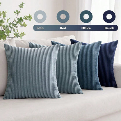 4pcs Neutral Decorative Pillow Covers, Soft Bohemian Style Farmhouse Modern Coastal Spring Decor For Sofa Bed Living Room, Navy Blue Series (Covers Only)