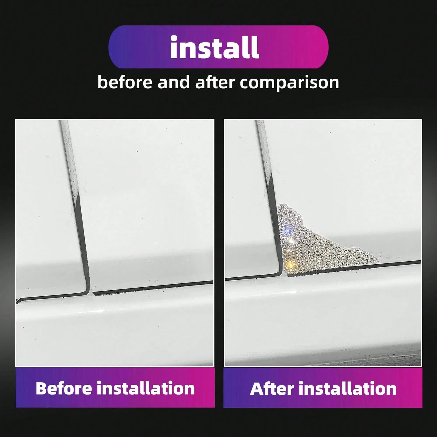 4pcs Premium Rhinestone Car Door Edge Guards, Cute Anti-Collision Stickers For Car Door, Rearview Mirror, Scratch Protection Body Decoration Accessories