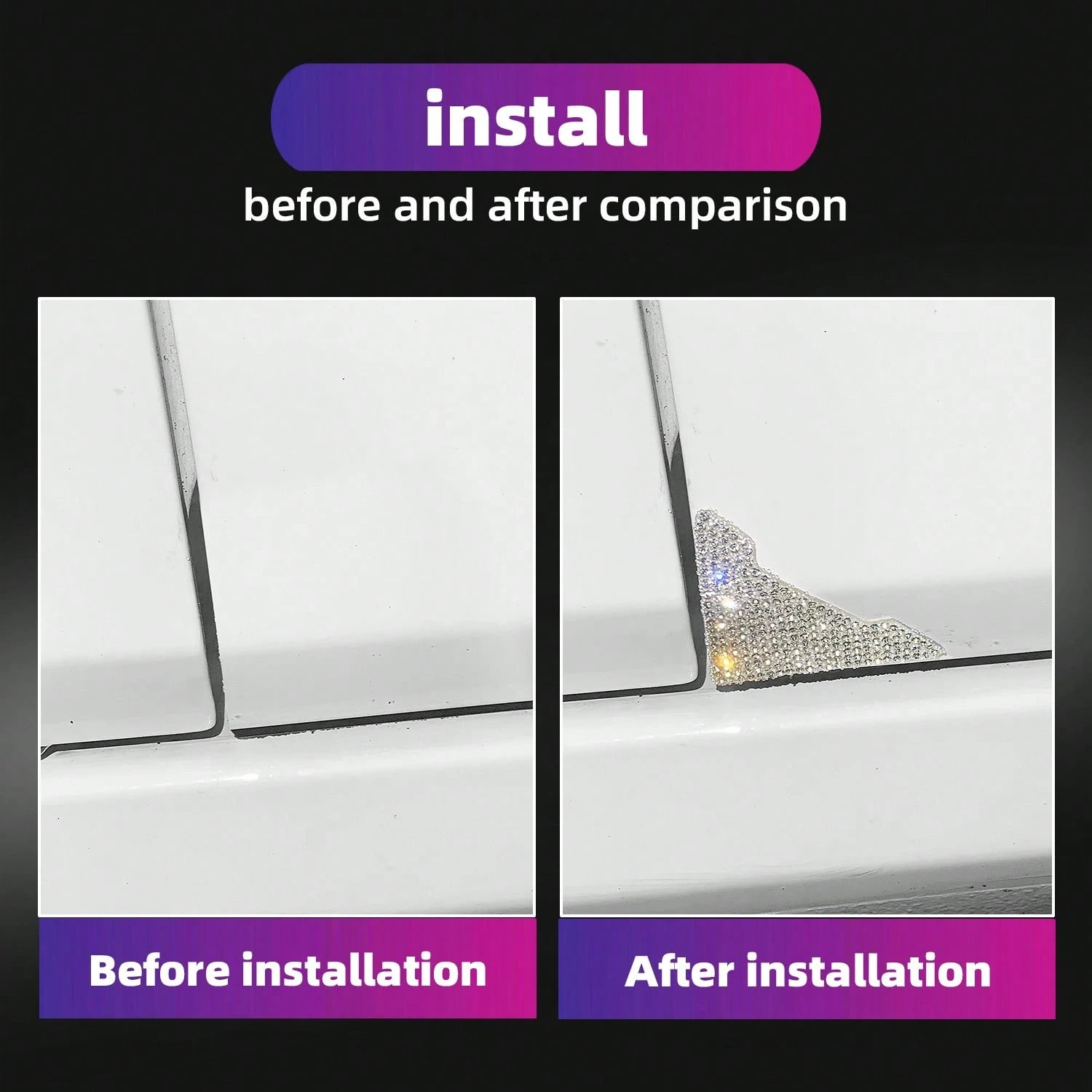 4pcs Premium Rhinestone Car Door Edge Guards, Cute Anti-Collision Stickers For Car Door, Rearview Mirror, Scratch Protection Body Decoration Accessories