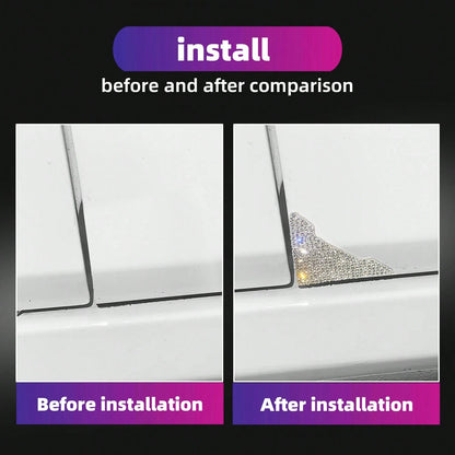 4pcs Premium Rhinestone Car Door Edge Guards, Cute Anti-Collision Stickers For Car Door, Rearview Mirror, Scratch Protection Body Decoration Accessories