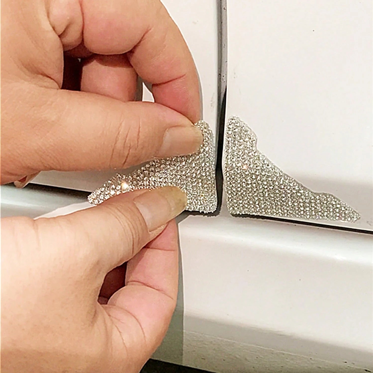 4pcs Premium Rhinestone Car Door Edge Guards, Cute Anti-Collision Stickers For Car Door, Rearview Mirror, Scratch Protection Body Decoration Accessories