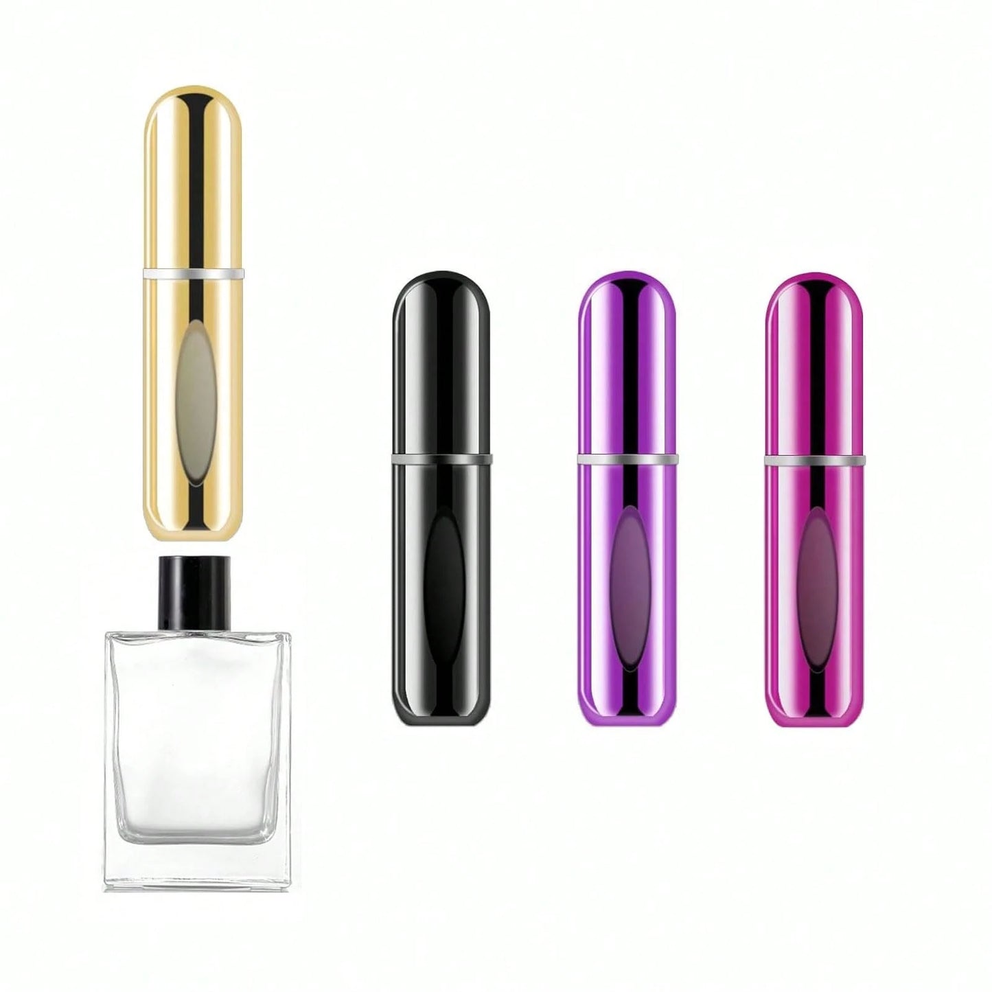 4pcs Refillable Perfume Atomizer Set, Reusable Fragrance Spray Bottles, Toner Mist Containers With Storage Box, Multiple Colors, 5ml, Great Gift For Family, Friends, Holidays, Travel