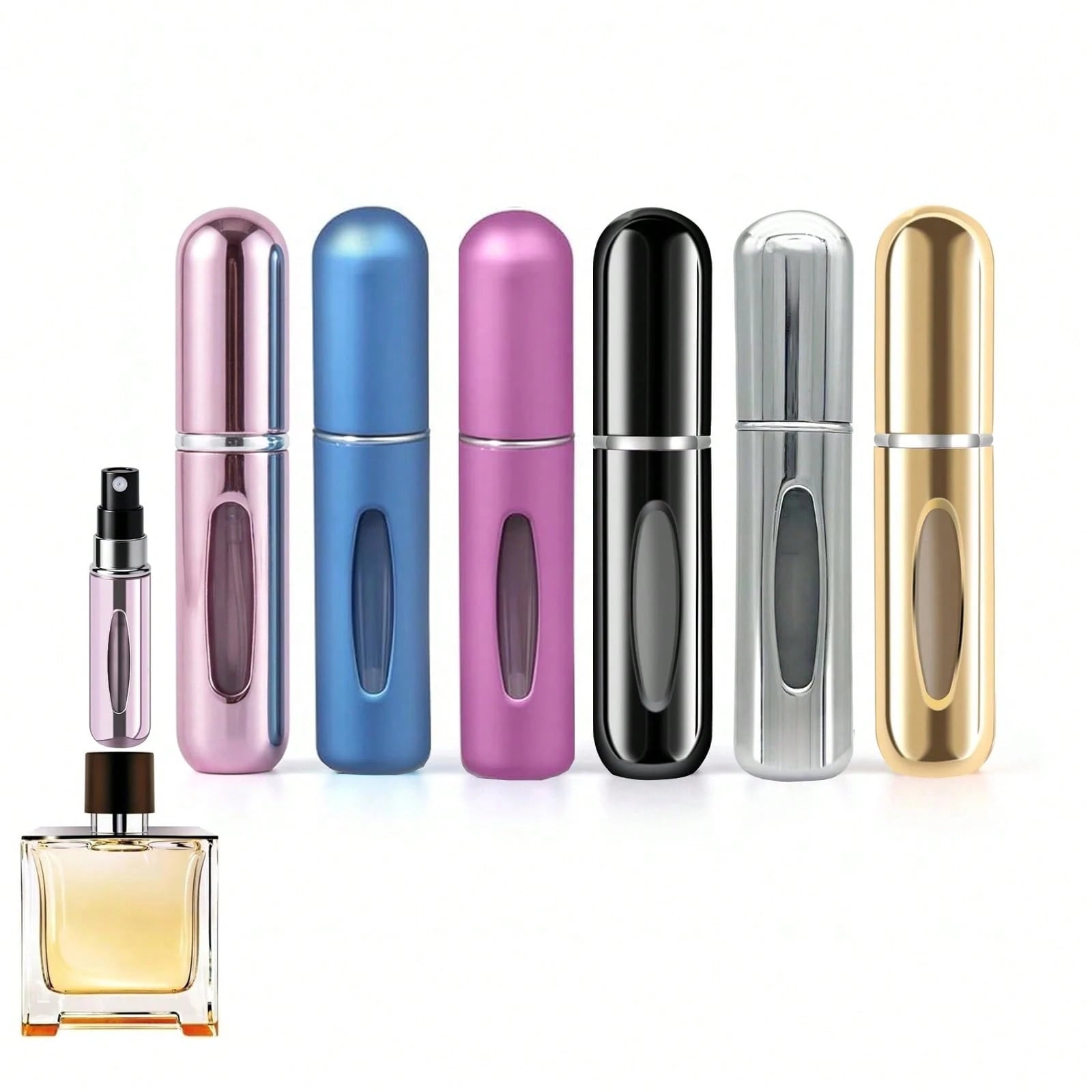 4pcs Refillable Perfume Atomizer Set, Reusable Fragrance Spray Bottles, Toner Mist Containers With Storage Box, Multiple Colors, 5ml, Great Gift For Family, Friends, Holidays, Travel