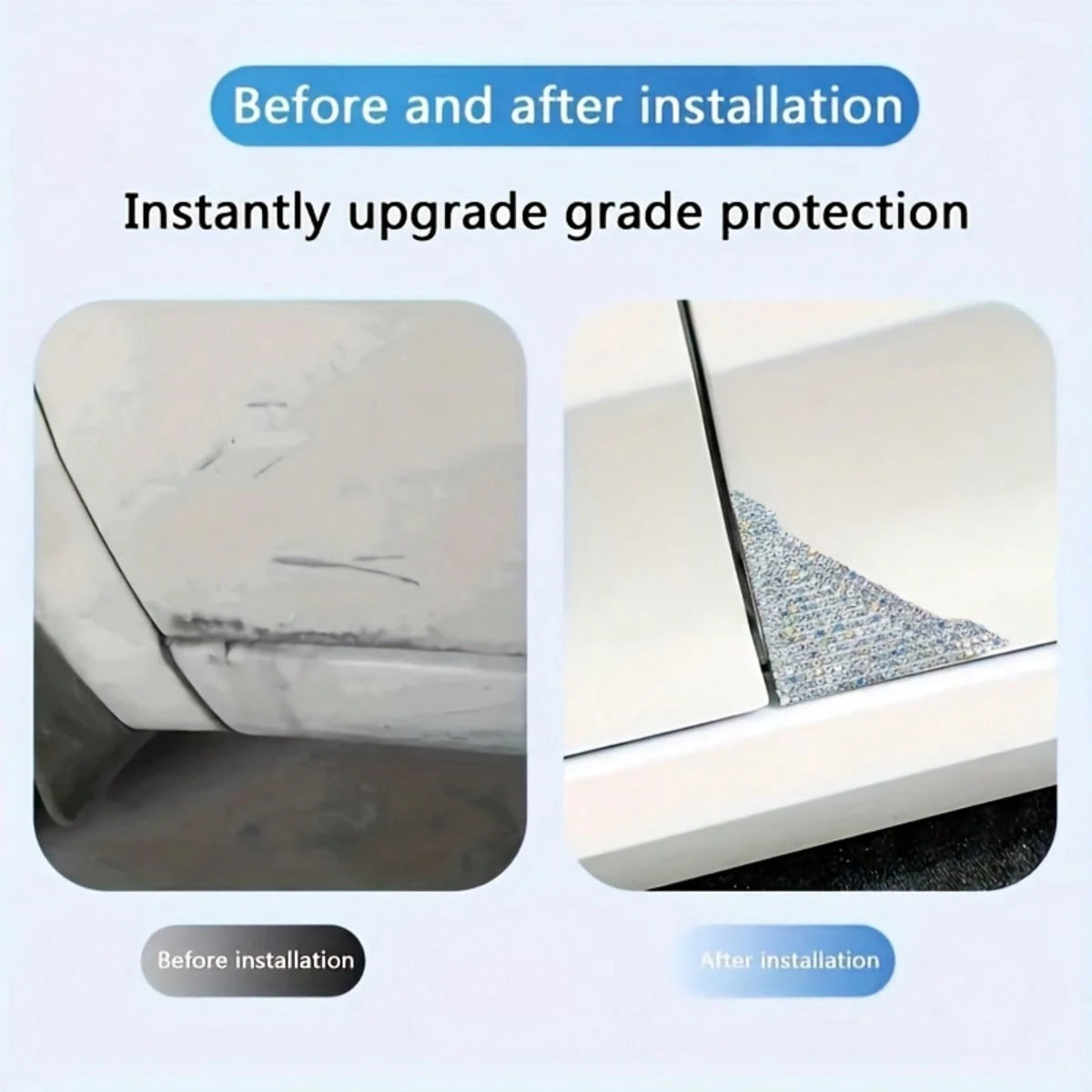 4pcs Rhinestone Car Door Edge Guard Stickers, Anti-Scratch Car Body Edge Protection Film, Car Decoration Protective Film