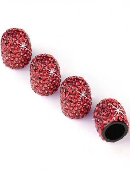 4pcs Rhinestone Car Tire Valve Cap, Universal Bling Crystal Car Tire Valve Stem Cover