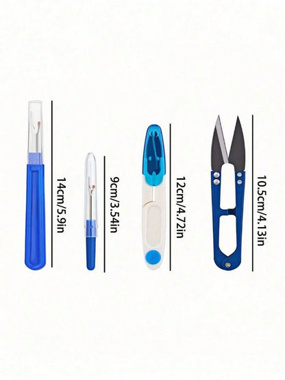 4Pcs/Set Stainless Steel Sewing Seam Ripper Set, Including Colorful Sewing Thread Ripper, Seam Ripper And Thread Cutting Scissors For Seam Removal, Sewing Tool Set For Fashion Designers, Sewing Master