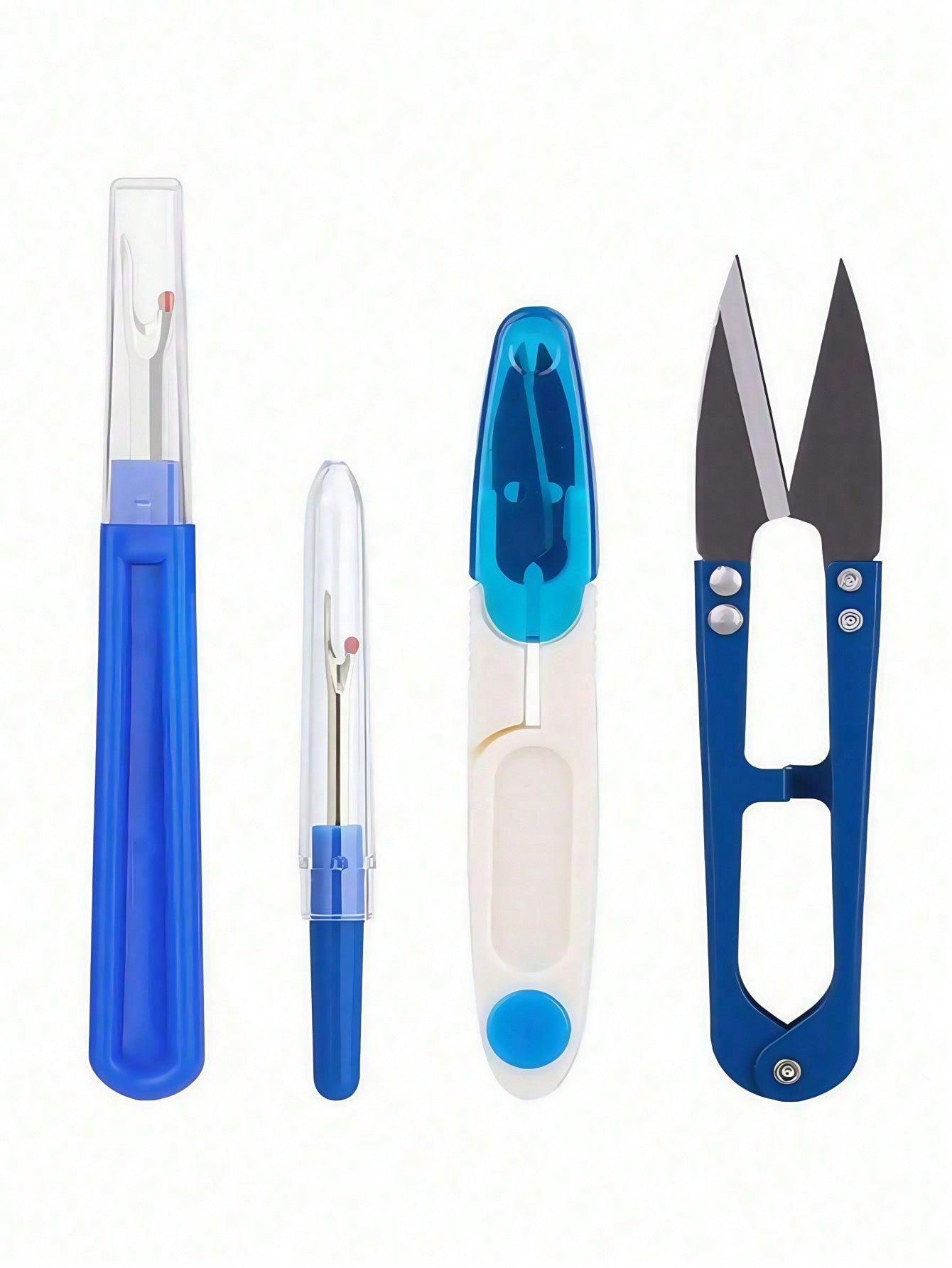 4Pcs/Set Stainless Steel Sewing Seam Ripper Set, Including Colorful Sewing Thread Ripper, Seam Ripper And Thread Cutting Scissors For Seam Removal, Sewing Tool Set For Fashion Designers, Sewing Master
