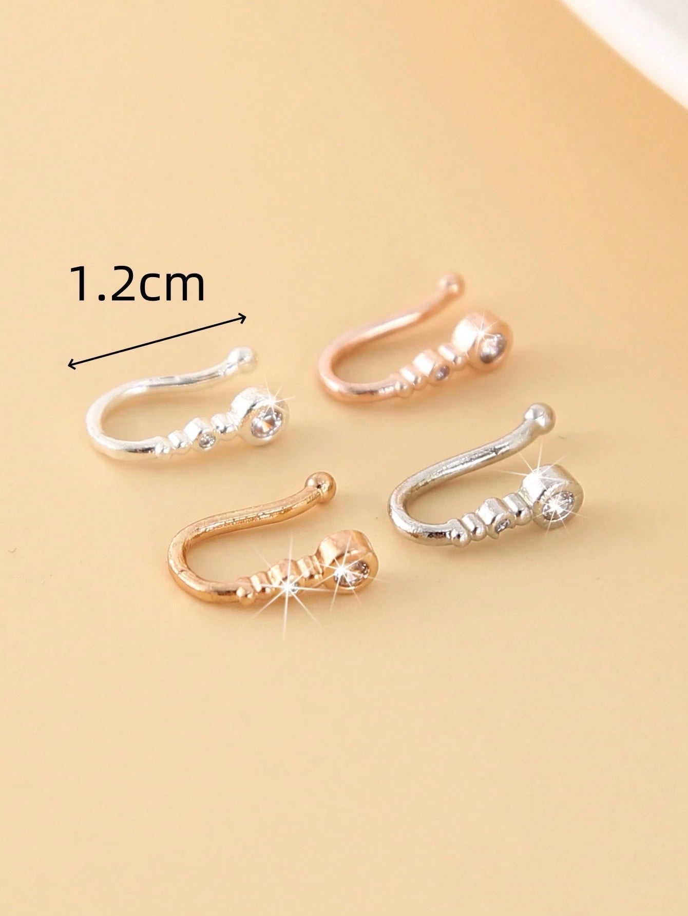 4pcs Simple Hiphop Zirconia U-Shaped Nose Rings, Fashionable Elegant Style, Suitable For Party And Daily Wear