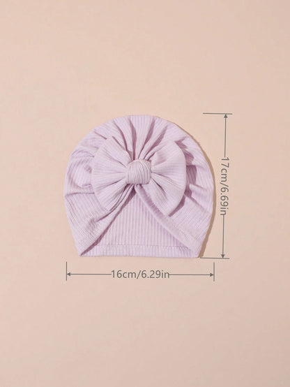 4PCS Soft Ribbed Baby Girl Turban Hats Large Bow Beanies Stretchy Headwraps For Back-To-School Wedding Party & Gift, 2026 New Summer Fall Arrival
