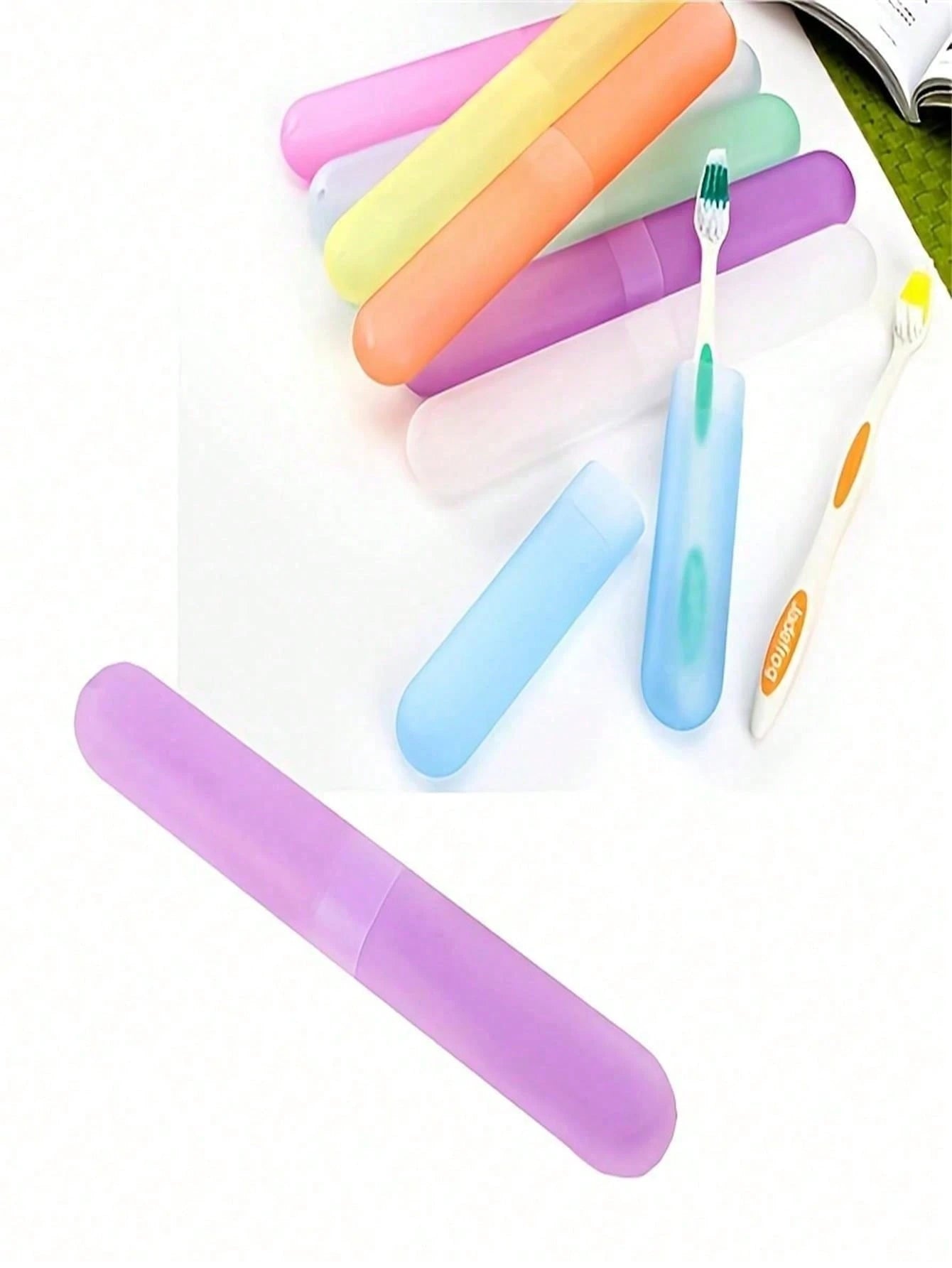 4pcs Travel Toothbrush Storage Box Set, Portable Breathable Toothbrush Holder, Frosted Felt Toothbrush Head Protective Cover, Tool Storage Box, Perfect For Home And Travel Use, Fashionable And Practic