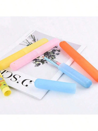 4pcs Travel Toothbrush Storage Box Set, Portable Breathable Toothbrush Holder, Frosted Felt Toothbrush Head Protective Cover, Tool Storage Box, Perfect For Home And Travel Use, Fashionable And Practic